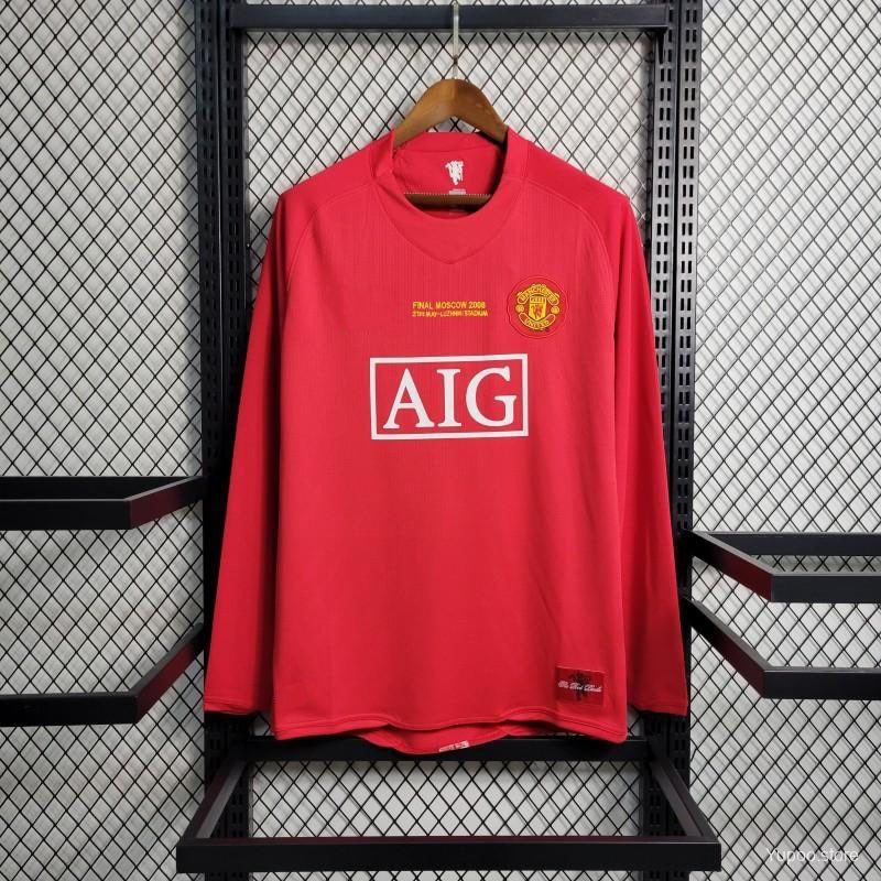 Manchester United maillot Domicile Rétro Manches Longues 2007 2008 jerseynts