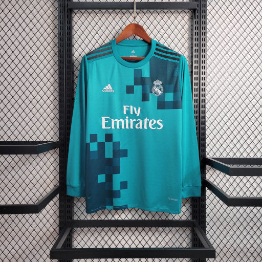 Maillot 17/18 Real Madrid Rétro Manches Longues Bleu jerseynts